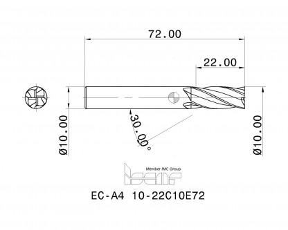 ISCAR EC-A4 10-22C10E72 IC900 Endmill