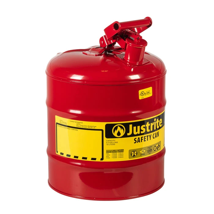 5 Gallon Steel Safety Can for Flammables, Type I, Flame Arrester, Red
