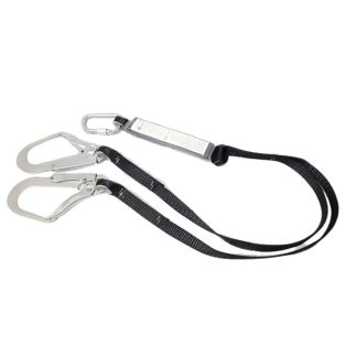 UGO SAFETY  Double Big Hook Shock Absorbing Lanyard w/ Black Webbing