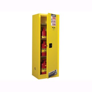 JUSTRITE 892201 22 Gallon, 3 Shelves, 1 Door, Manual Close, Flammable Cabinet, Sure-Grip® EX Slimline, Redt, Sure-Grip® EX Slimline - Yellow